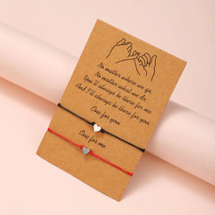 Heart Shaped Wax Thread Braided Blessing Card Bracelet