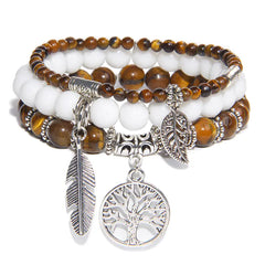 Turquoise Tree of Life Pendant Bracelet with Natural Beads