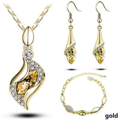 Gold Women's Bridal Jewelry Set with Necklace and Earrings