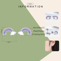 Rainbow S925 Sterling Silver Stud Earrings with Gems